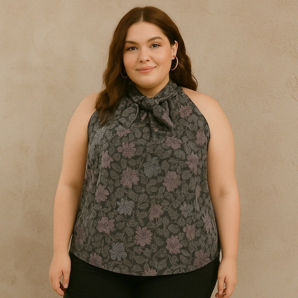 J.Crew Collection Tie Neck Top in Shimmering Floral Jacquard – Size 3X - NWT - Picture 1 of 6